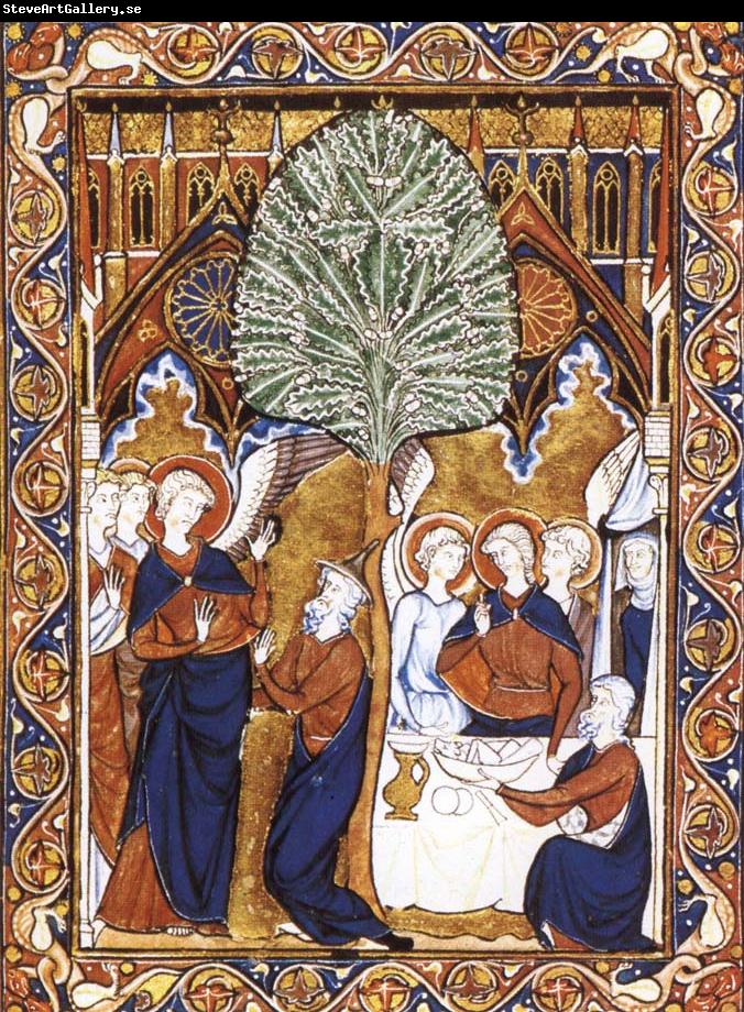 unknow artist The guest friendship of Abraham in the woods of Mamre, Page from the psalter of Lodewijk the Heijlige